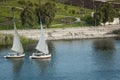 Feluccas sailing on the Nile near Aswan, Egypt Royalty Free Stock Photo