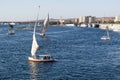 Feluka sailing on Nile river. Egypt Royalty Free Stock Photo