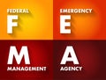 FEMA Federal Emergency Management Agency - agency of the United States Department of Homeland Security, acronym text concept