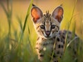 Ai Generated illustration Wildlife Concept of Femal Serval Cub