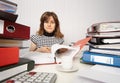 Female accountant very busy in office Royalty Free Stock Photo