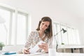 Female accountant working with receipts Royalty Free Stock Photo