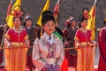 Female actors closeup at North Gate of Shuncheng Wall, Xian, China