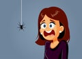 Scared Woman Being Afraid of a Spider Vector Cartoon