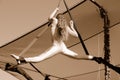 Female Aerial Acrobat Doing Splits