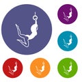 Female aerialist icons set