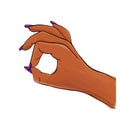 Female afro american hand showing ok Vector