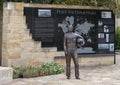 Female Air Force pilot statue and Post Vietnam Wars wall in the Veteran`s Memorial Park in the City of Irving, Texas.