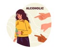 Female alcoholism vector concept