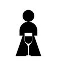 Female alcoholism sign. Girl and alcohol bottle icon. Concept illustration of logo woman and wine. Incurable disease for women Royalty Free Stock Photo
