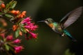 Allens Hummingbird\'s Delicate Dance with Blossoms (AI Generated) Royalty Free Stock Photo