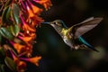 Allens Hummingbird\'s Delicate Dance with Blossoms (AI Generated) Royalty Free Stock Photo