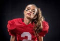 Female american football player in uniform