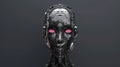 A female android face on a dark background, Ai Generated Royalty Free Stock Photo