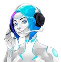 Female android with headphones