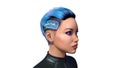 Female android with technology implants, biomechanical woman connecting to internet, artificial intelligence, 3D render Royalty Free Stock Photo