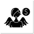 Female angel investor glyph icon