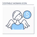 Female angel investor line icon