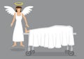 Angel by Dead Body Cartoon Vector Illustration