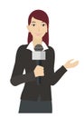 Female announcer/broadcaster. Simple flat illustration.