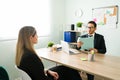 Female applicant in a job interview with the HR manager Royalty Free Stock Photo