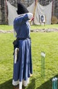 Female Archer. Medieval Display. Warkworth, Northumberland. England. UK.