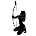 Beautiful of female archer warrior silhouette vector collection on white background