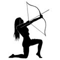 Beautiful of female archer warrior silhouette vector collection on white background