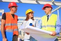 Female architect and construction engineers on construction site Royalty Free Stock Photo