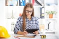 Female architect with digital tablet Royalty Free Stock Photo