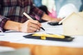 Female architect drawing blueprints in office workplace Royalty Free Stock Photo