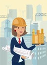 Female Architect, Foreman Flat Vector Illustration