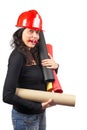Female architect holding plans Royalty Free Stock Photo