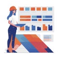 female Architect Managing construction projects in colorful ui ux style with Generative AI