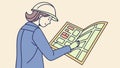 Female Architect Reviewing a City Map for Development, vector design Generative AI Royalty Free Stock Photo