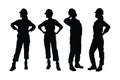 Female architect silhouette set vector on a white background. Girl construction worker wearing uniforms silhouette bundle. Royalty Free Stock Photo