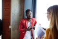 Female architect teacher helping students with project for university coursework Royalty Free Stock Photo