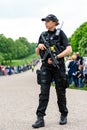 Windsor, UK - May 18 2019: The Household Cavalry mark their departure from Comberme Barracks Royalty Free Stock Photo