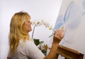 A female artist painting in her studio Royalty Free Stock Photo