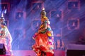 Female artist performing rajasthani folk dance ghoomar