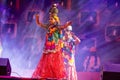 Female artist performing rajasthani folk dance ghoomar