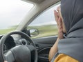 Female Driver Asleep While Driving a Car Royalty Free Stock Photo