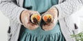 Female Asian Woman Making Gimbap, Korean Rice Roll