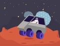 Female Astronaut Character Ride Rover on Mars Surface. Outer Space and Alien Planets Exploration, Galaxy Research Royalty Free Stock Photo