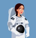 Female Astronaut Wearing Space Suit Holding His Helmet Royalty Free Stock Photo