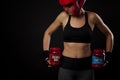 Female athlete with bodybuilding supplements and proteins Royalty Free Stock Photo