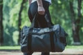 Female athlete carrying gym bag for workout Royalty Free Stock Photo