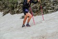 female athlete climbing uphill