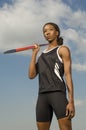 Female Athlete Holding Javelin