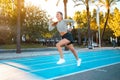 Sportswoman on starting line running track Royalty Free Stock Photo